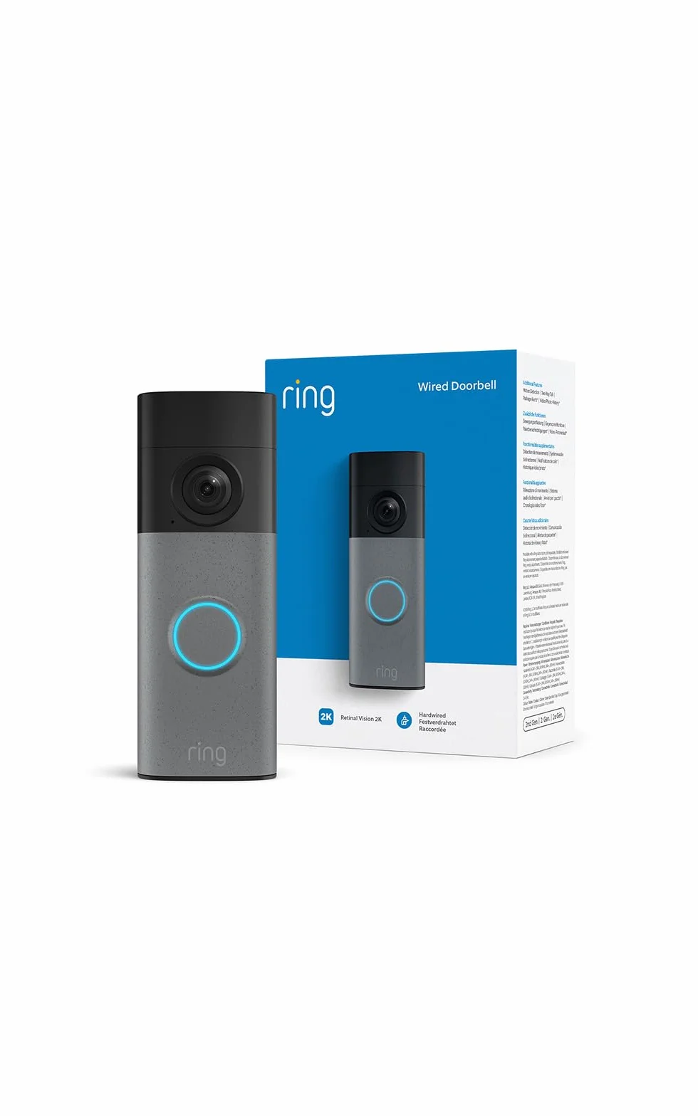Ring Sonnette vidéo filaire (Video Doorbell Wired) (nouvelle génération) | Sonnette vidéo | Retinal 2K, zoom amélioré jusqu’à 6x | Essai gratuit de 30 jours à l’abonnement Ring