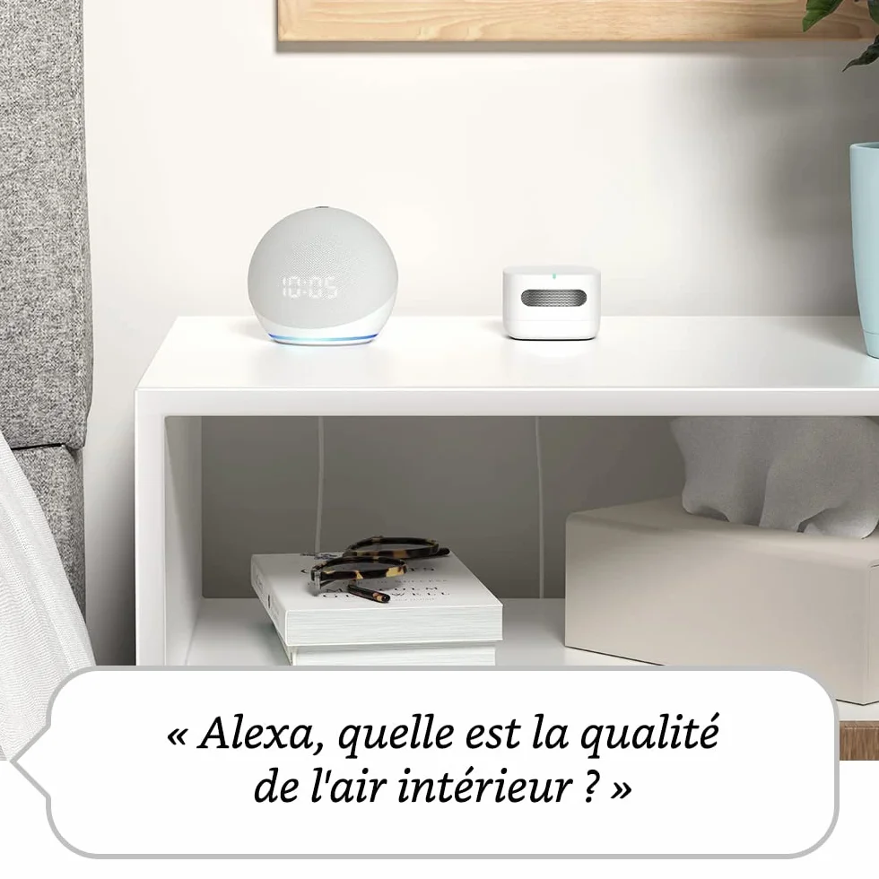 Amazon Smart Air Quality Monitor (Nouvelle génération) | Moniteur de qualité de l'air connecté Amazon | Découvrez la qualité de l'air | Fonctionne avec Alexa