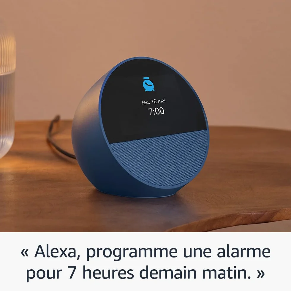 Amazon Echo Spot (Nouvelle génération) | Réveil connecté avec un son de qualité | Noir, avec accès anticipé à Alexa+