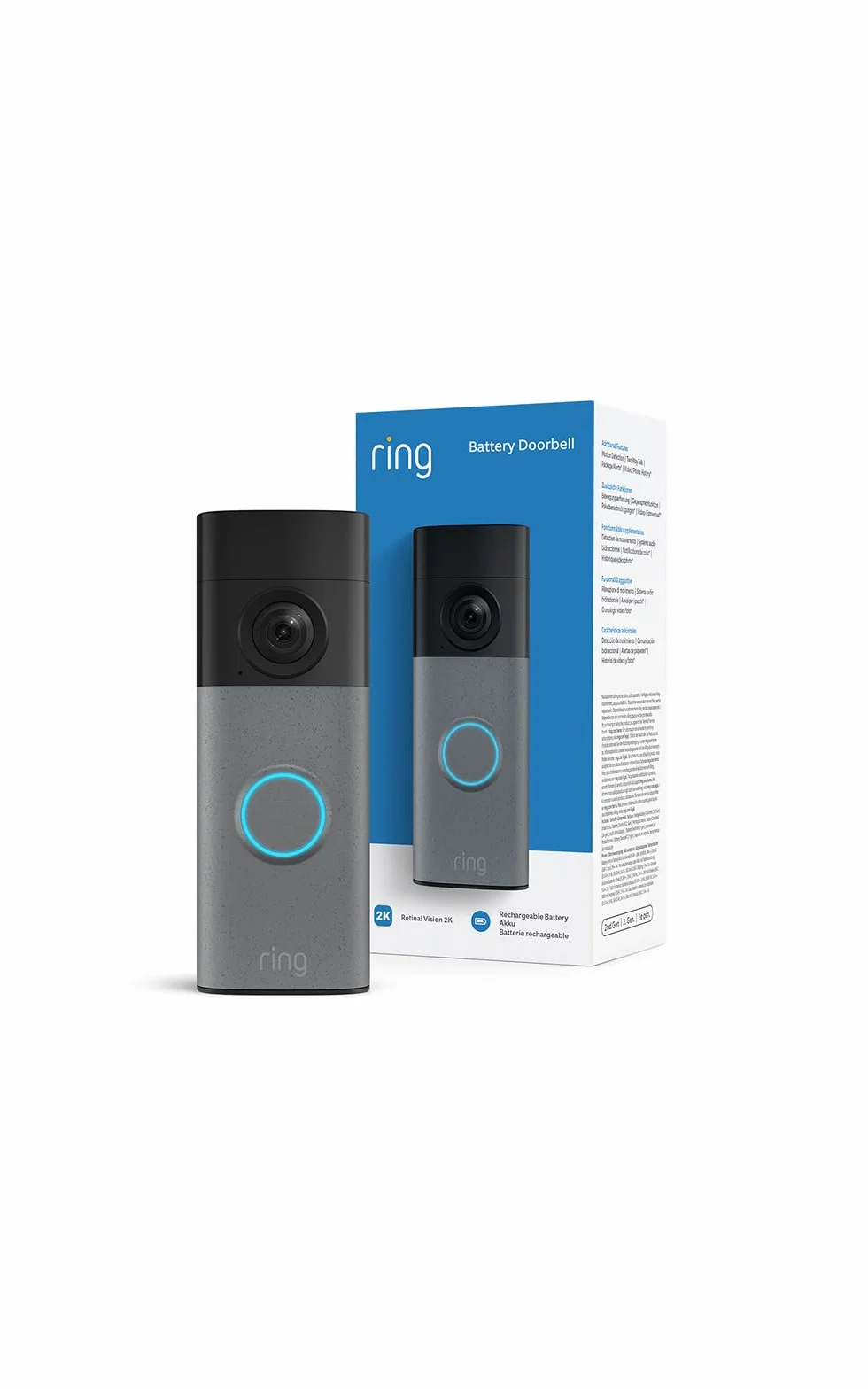 Ring sonnette vidéo sans fil (Battery Video Doorbell) (nouvelle génération) | Sonnette sans fil à installer soi-même | Retinal 2K | Zoom x6 | Batterie intégrée | Essai de 30 jours à l’abonnement Ring