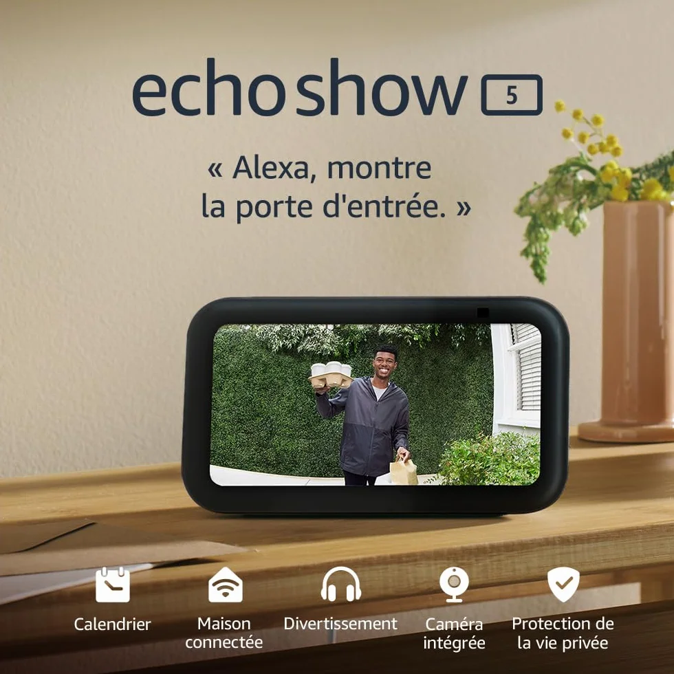 Echo Show 5 (Nouvelle génération) | Écran tactile connecté compact pour le contrôle de votre maison connectée et bien plus | Anthracite, avec accès anticipé à Alexa+