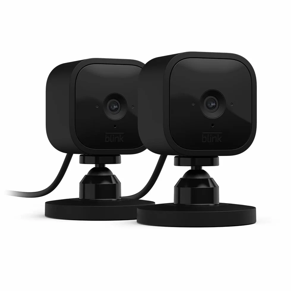 Blink Mini | Caméra d'intérieur connectée compacte à brancher | Vidéo HD 1080p, vision nocturne, détection de mouvements, audio bidirectionnel, config. facile, fonctionne avec Alexa | 2 caméras, Noir