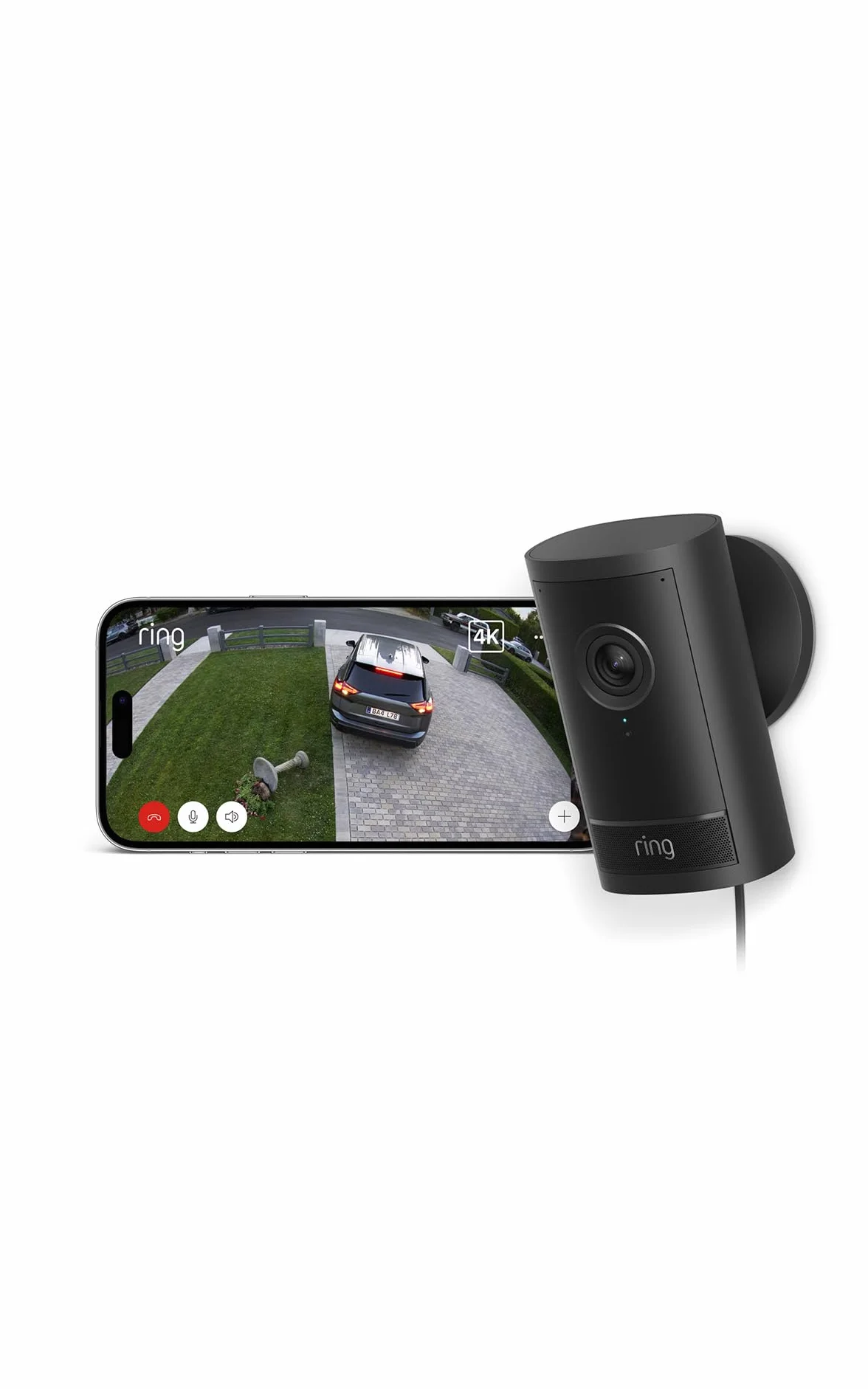 Ring Caméra extérieure Pro sur secteur (Outdoor Camera Pro, nouvelle génération) | Caméra de surveillance | Retinal Vision 4K, zoom jusqu'à 10X | Essai gratuit de 30 jours de l'abonnement Ring