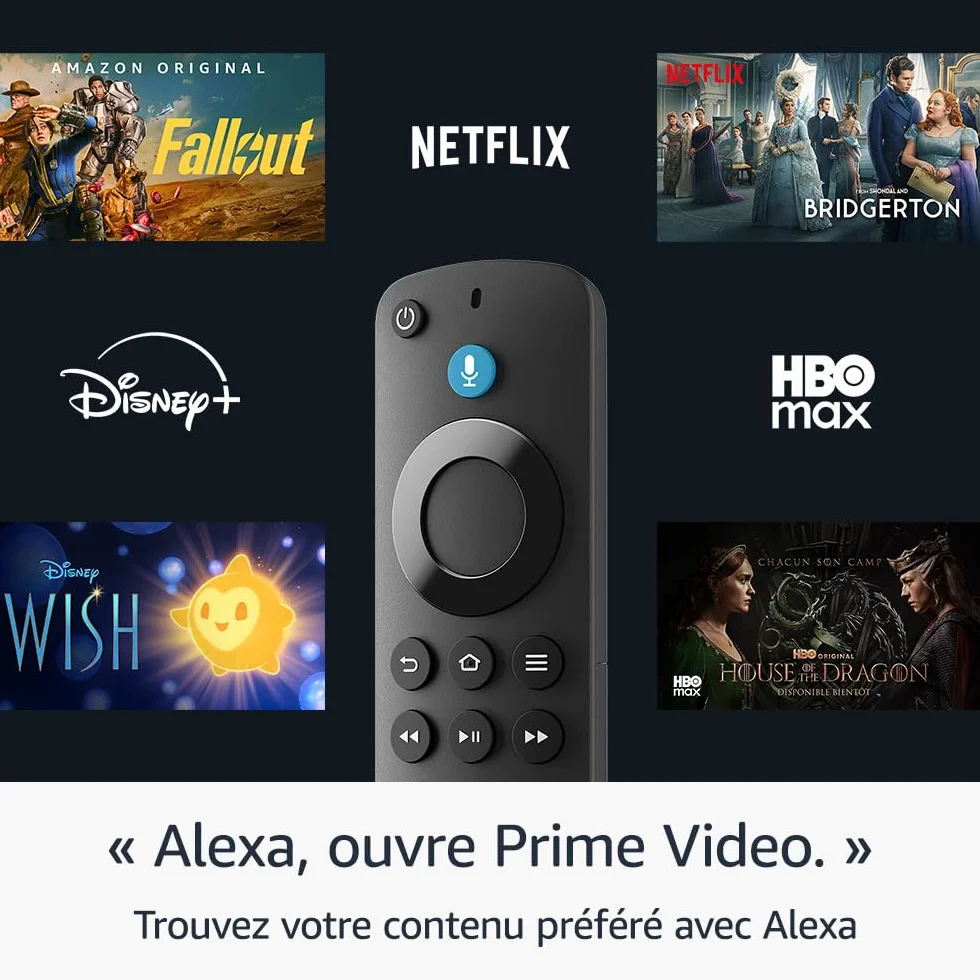 Amazon Fire TV Stick HD, TV gratuite et en direct, télécommande vocale Alexa, contrôle de la maison connectée, streaming HD