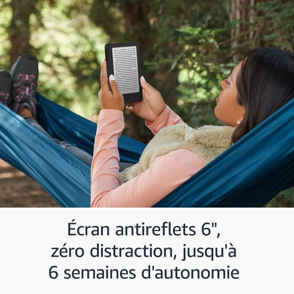 Amazon Kindle (Nouvelle génération) - Le plus léger et compact, avec écran antireflets, changements de page plus rapides et éclairage avant réglable - 16 Go - Sans publicités - Noir