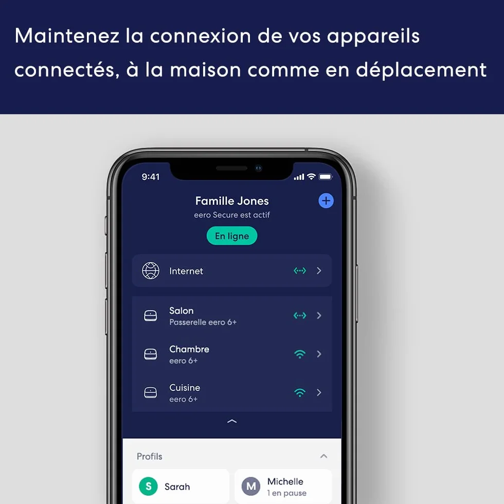 Routeur Wi-Fi maillé Amazon eero 6+ | Ethernet 1,0 Gb/s | Couvre jusqu'à 420 m² | Possibilité de connecter plus de 75 appareils | Lot de 3 | Modèle 2022