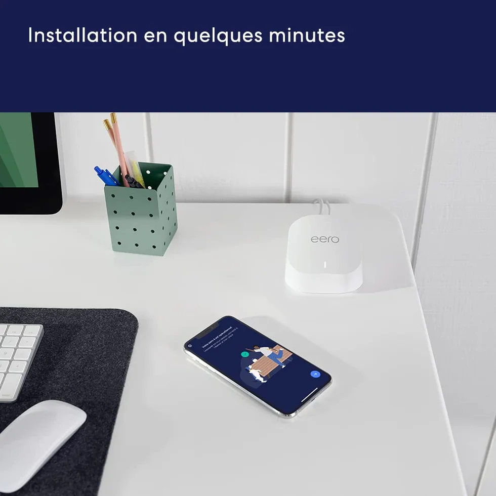 Routeur Wi-Fi maillé Amazon eero 6+ | Ethernet 1,0 Gb/s | Couvre jusqu'à 420 m² | Possibilité de connecter plus de 75 appareils | Lot de 3 | Modèle 2022