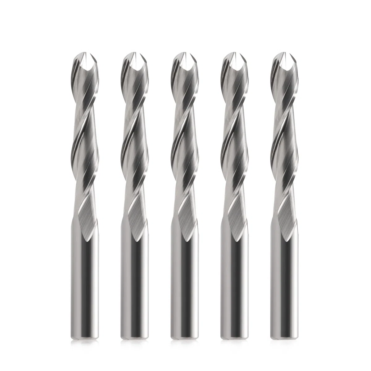 EU_HOZLY Lot de 5 fraises à tête sphérique CNC, double flûte, tige 6 mm, longueur OVL