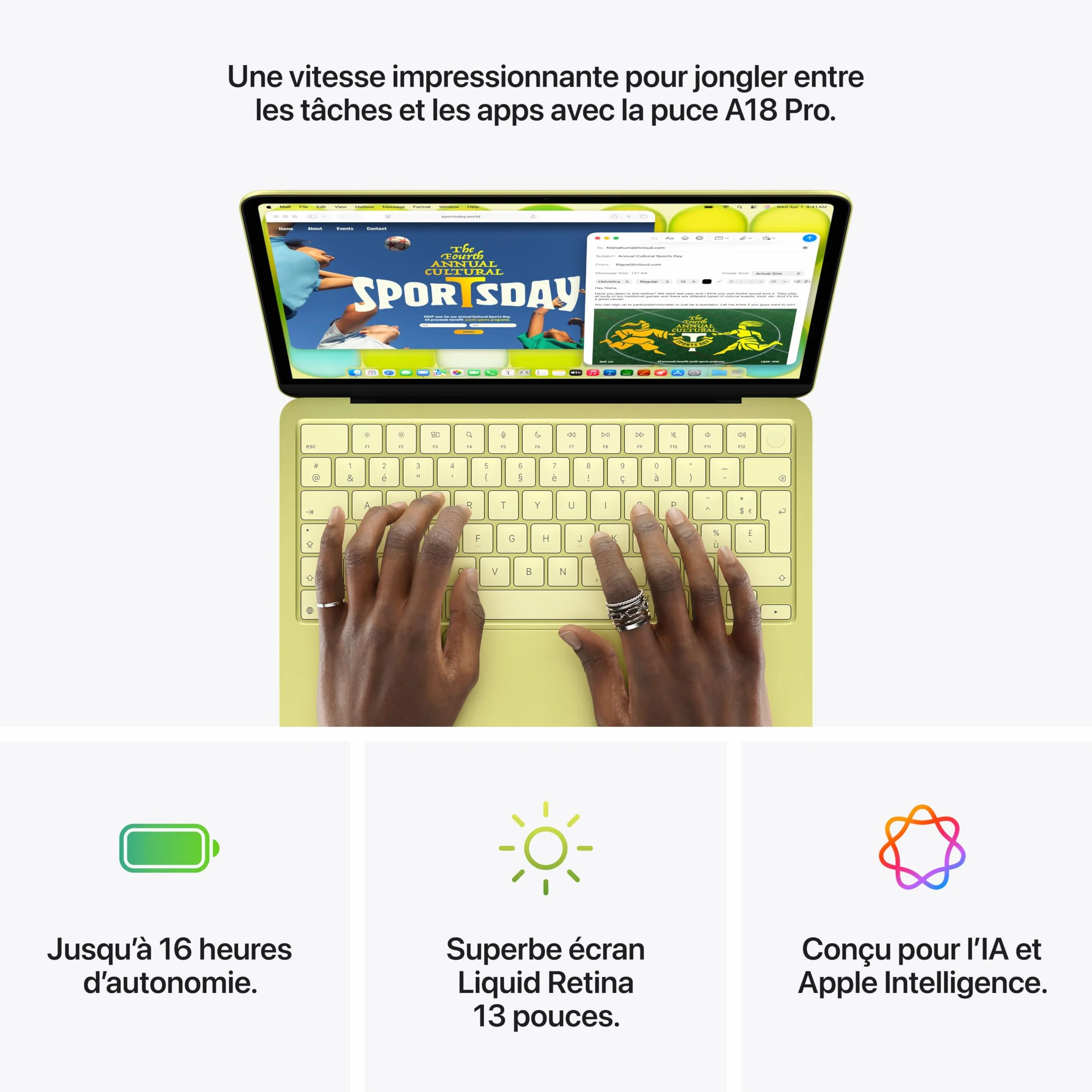 Apple MacBook Neo 13″ 2026 Portable avec Puce A18 Pro : Conçu pour l’IA et Apple Intelligence, écran Liquid Retina, mémoire unifiée 8 Go, SSD 512 Go, Caméra FaceTime HD 1080p, Touch ID ; Indigo