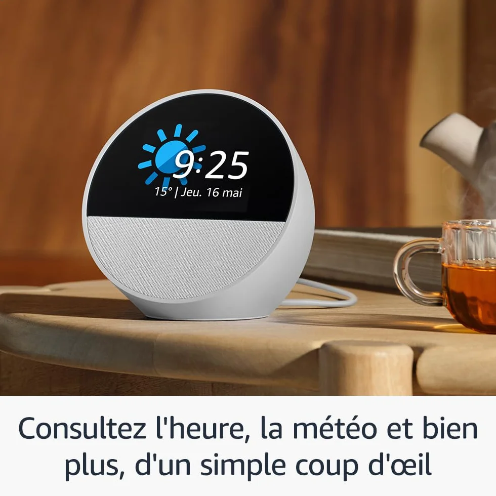 Amazon Echo Spot (Nouvelle génération) | Réveil connecté avec un son de qualité | Noir, avec accès anticipé à Alexa+
