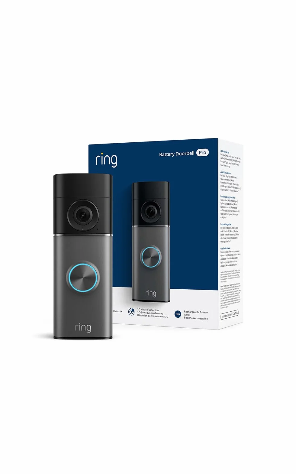 Ring Sonnette vidéo Pro sans fil (Battery Video Doorbell Pro) (nouvelle génération) | Sonnette sans fil | Retinal 4K | Zoom x10 | Batterie Ultra | Essai gratuit de 30 jours à l’abonnement Ring