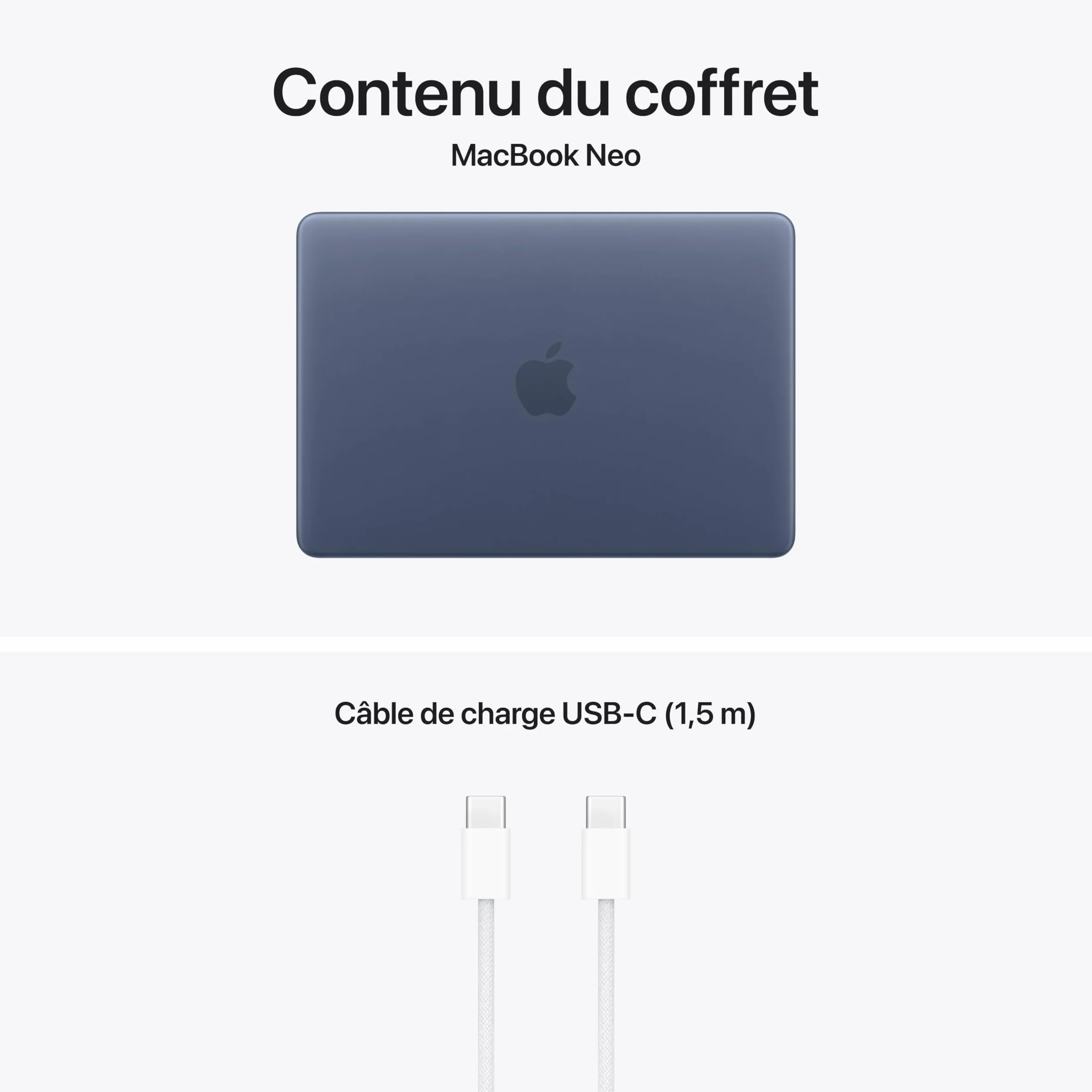 Apple MacBook Neo 13″ 2026 Portable avec Puce A18 Pro : Conçu pour l’IA et Apple Intelligence, écran Liquid Retina, mémoire unifiée 8 Go, SSD 512 Go, Caméra FaceTime HD 1080p, Touch ID ; Indigo