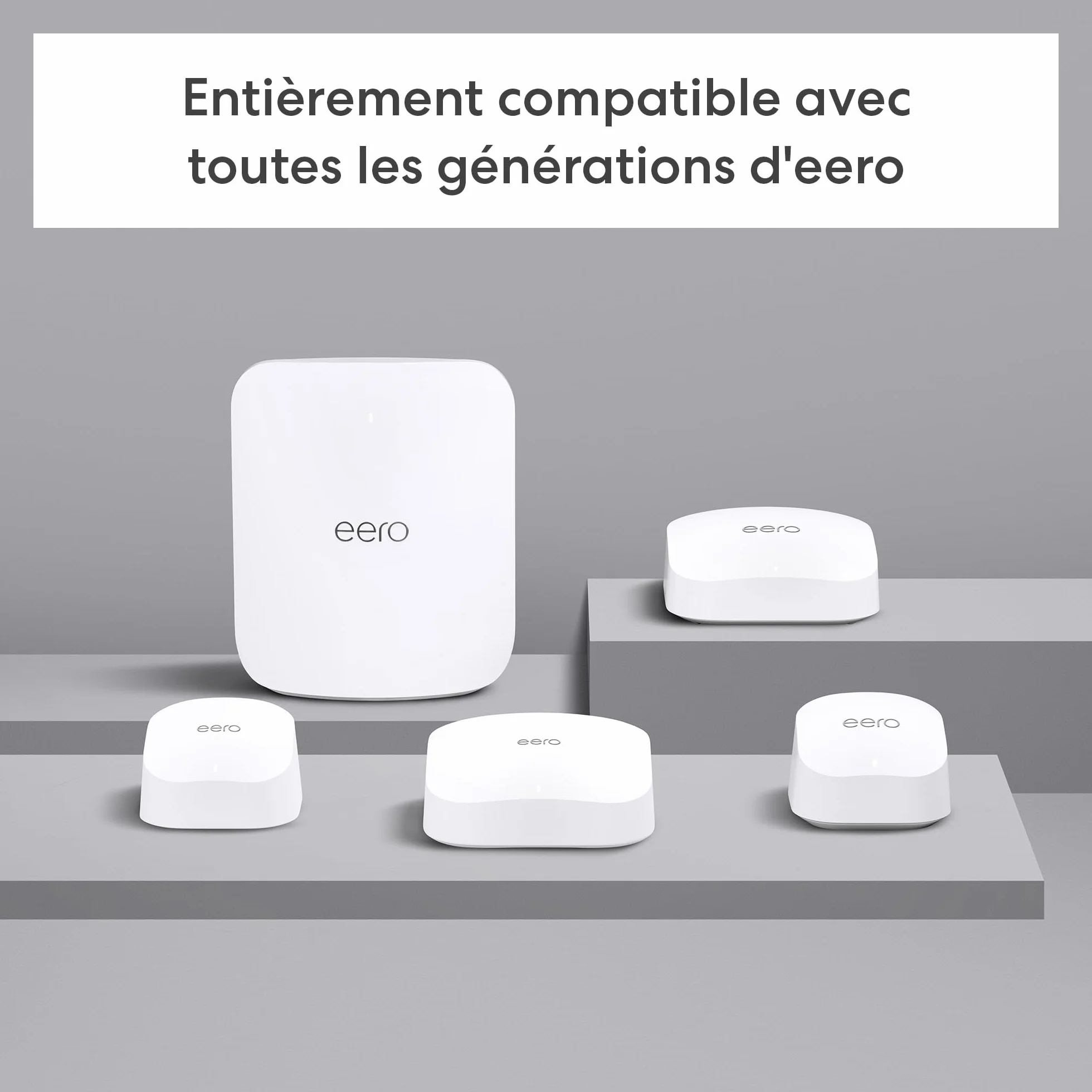 Routeur Wi-Fi 7 maillé bibande Amazon eero 7 (dernier modèle) : prise en charge des connexions Internet jusqu'à 2,5 Gb/s, couverture jusqu'à 560 m², lot de 3