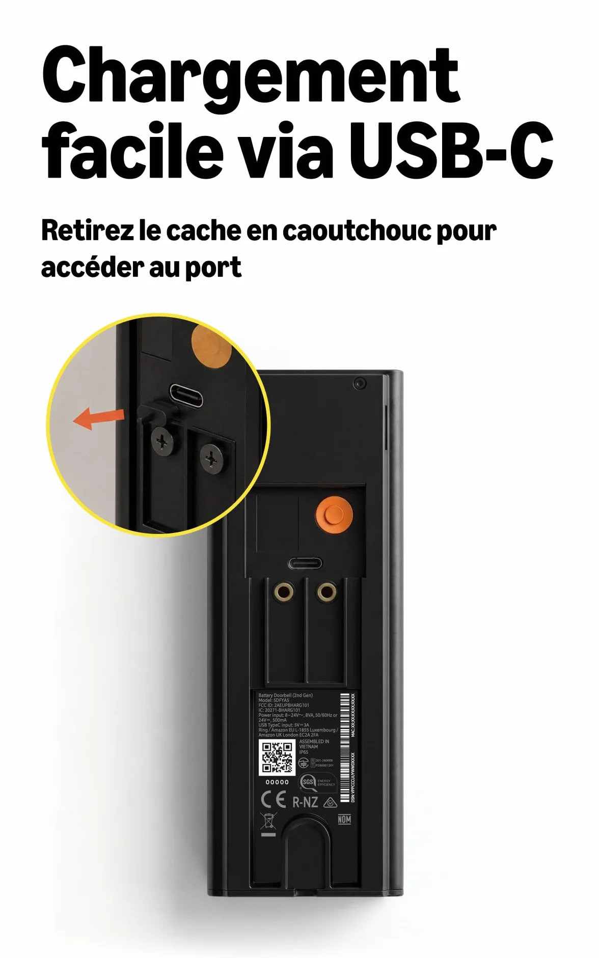 Ring sonnette vidéo sans fil (Battery Video Doorbell) (nouvelle génération) | Sonnette sans fil à installer soi-même | Retinal 2K | Zoom x6 | Batterie intégrée | Essai de 30 jours à l’abonnement Ring