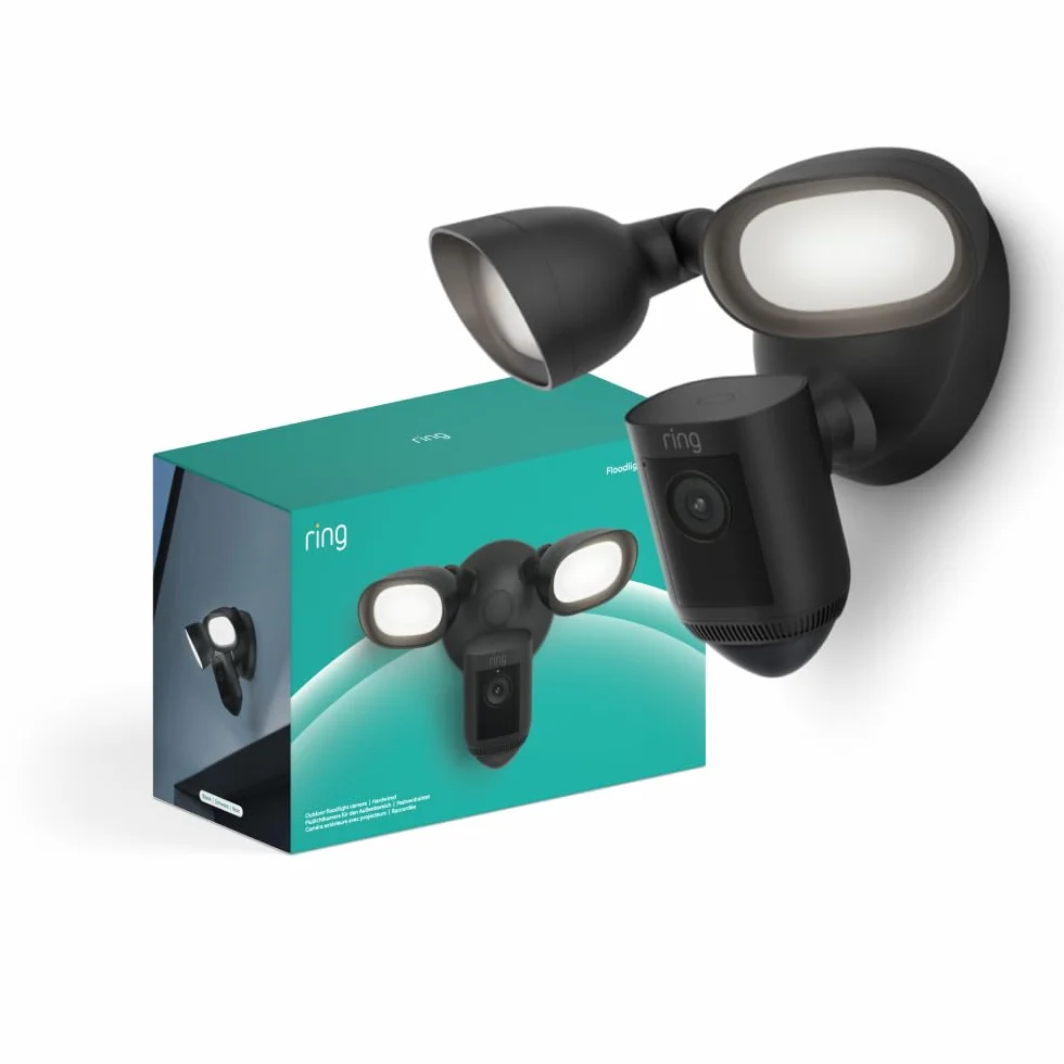 Ring caméra Floodlight Pro filaire (Floodlight Cam Wired Pro) |Vidéo 2K avec Ring Vision, détection de mouvements 3D, alternative à la vidéosurveillance | Essai gratuit de Ring Home pendant 30 jours