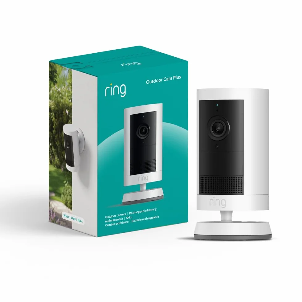 Ring caméra extérieure Plus sans fil (Outdoor Camera Plus Nouvelle génération) | Vidéo grand angle en 2K I Caméra de surveillance à installer soi-même | Essai gratuit de 30 jours de l'abonnement Ring