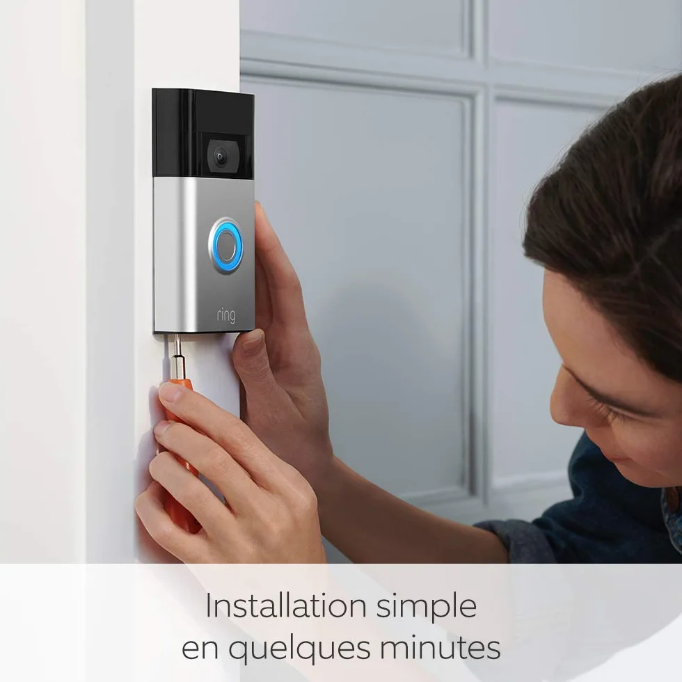 Ring Sonnette vidéo sans fil (Video Doorbell 2 gén.) | Sonnette extérieure avec caméra, vidéo HD 1080p, visiophone, détection de mouvements, installation facile | Essai Ring Home gratuit 30 j.