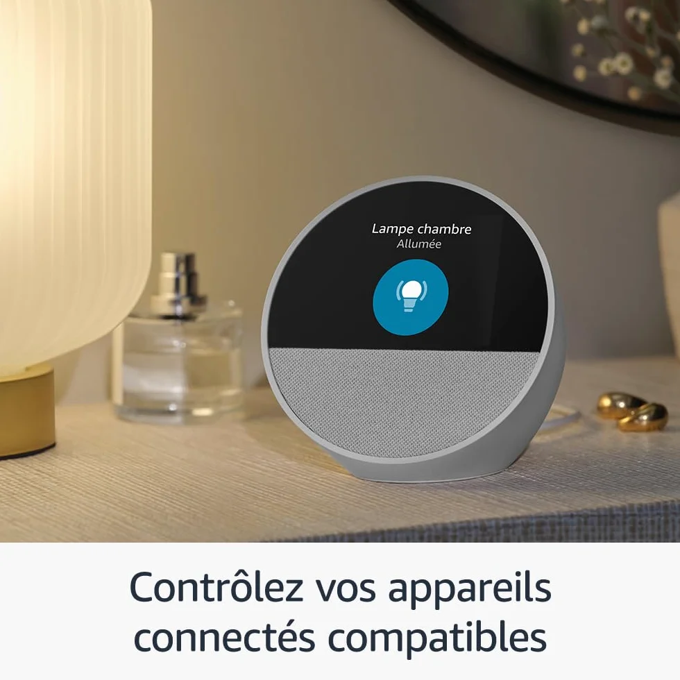 Amazon Echo Spot (Nouvelle génération) | Réveil connecté avec un son de qualité | Noir, avec accès anticipé à Alexa+