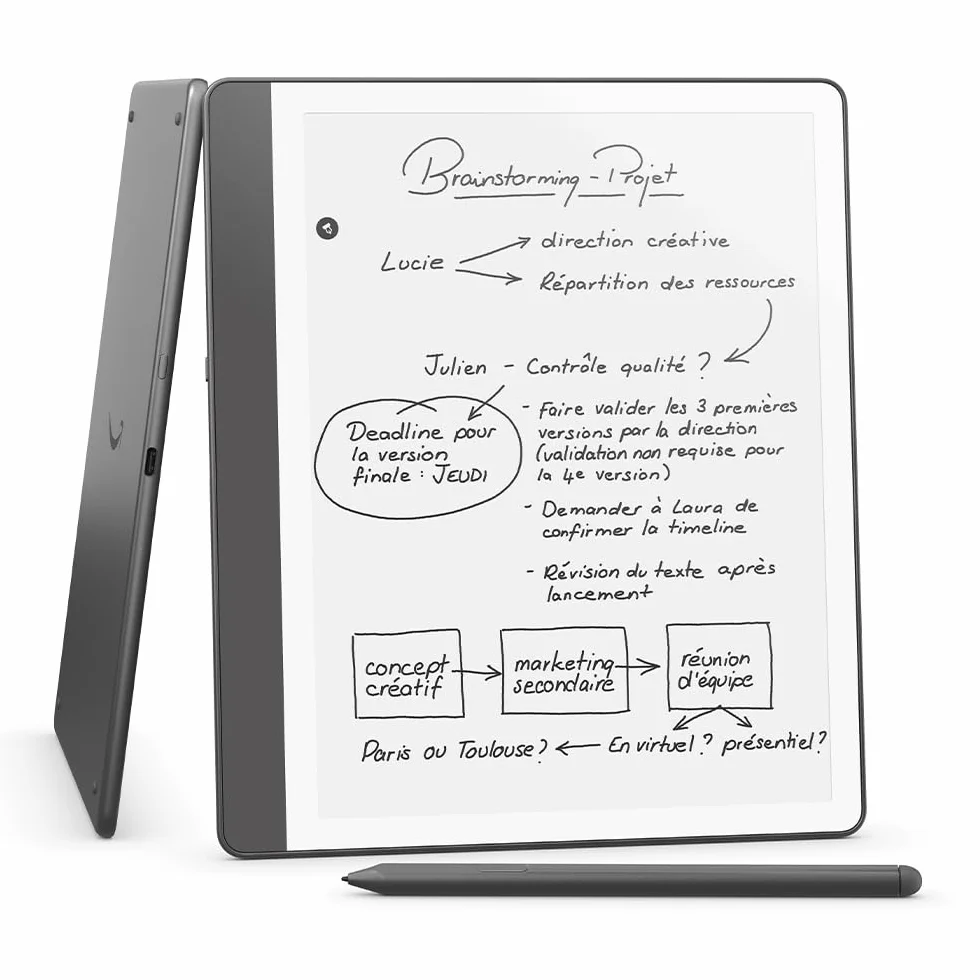 Amazon Kindle Scribe (64 Go) | Écran repensé avec bordures uniformes | Écriture dans les livres et documents | Stylet premium inclus | Gris tungstène