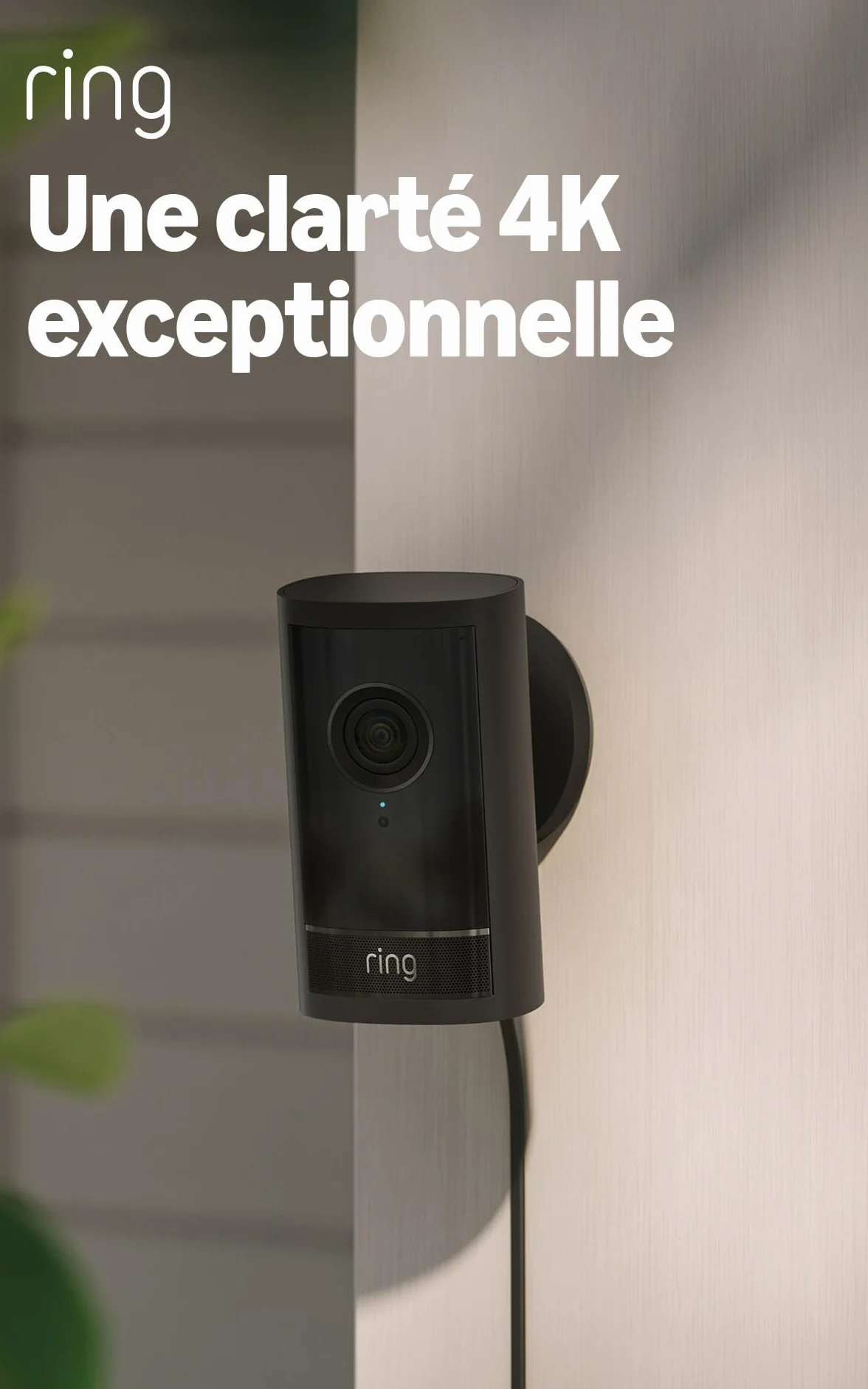 Ring Caméra extérieure Pro sur secteur (Outdoor Camera Pro, nouvelle génération) | Caméra de surveillance | Retinal Vision 4K, zoom jusqu'à 10X | Essai gratuit de 30 jours de l'abonnement Ring