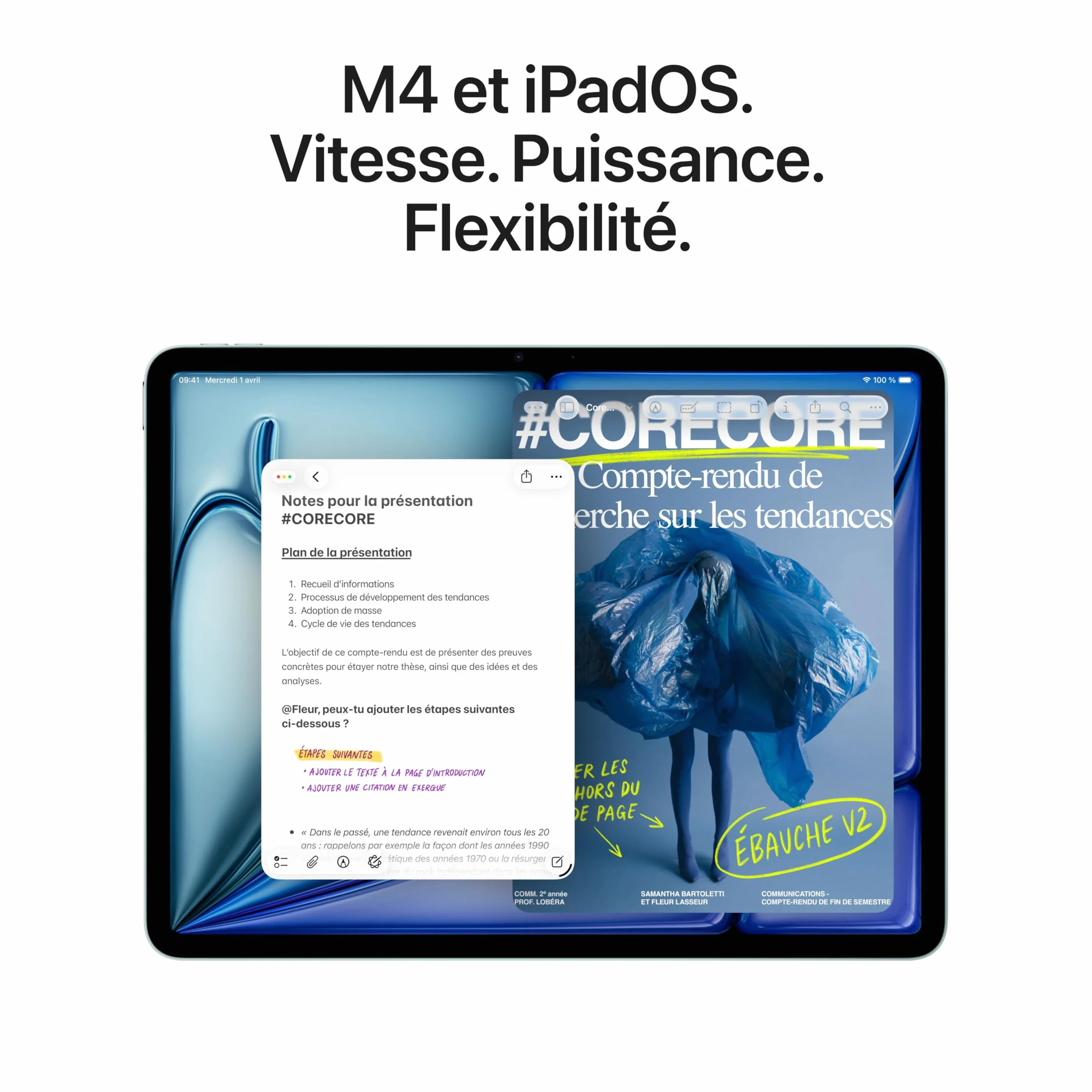 Apple iPad Air 11 Pouces (M4) : Écran Liquid Retina, 128 Go, Caméras Avant/arrière 12 MP, Wi‑FI 7 avec Apple N1, Touch ID, Autonomie d’Une journée – Gris sidéral