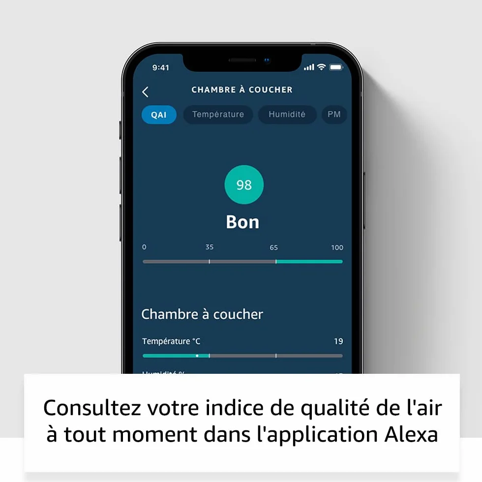 Amazon Smart Air Quality Monitor (Nouvelle génération) | Moniteur de qualité de l'air connecté Amazon | Découvrez la qualité de l'air | Fonctionne avec Alexa
