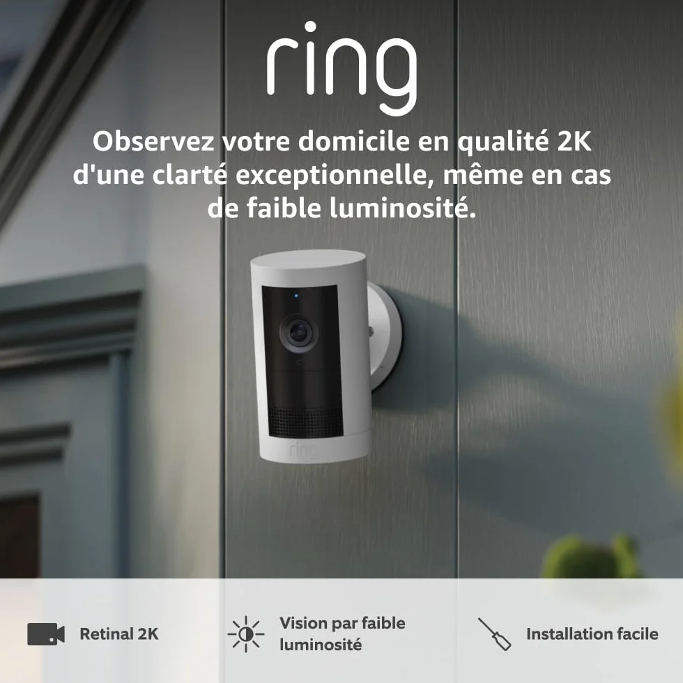Ring caméra extérieure Plus sans fil (Outdoor Camera Plus Nouvelle génération) | Vidéo grand angle en 2K I Caméra de surveillance à installer soi-même | Essai gratuit de 30 jours de l'abonnement Ring