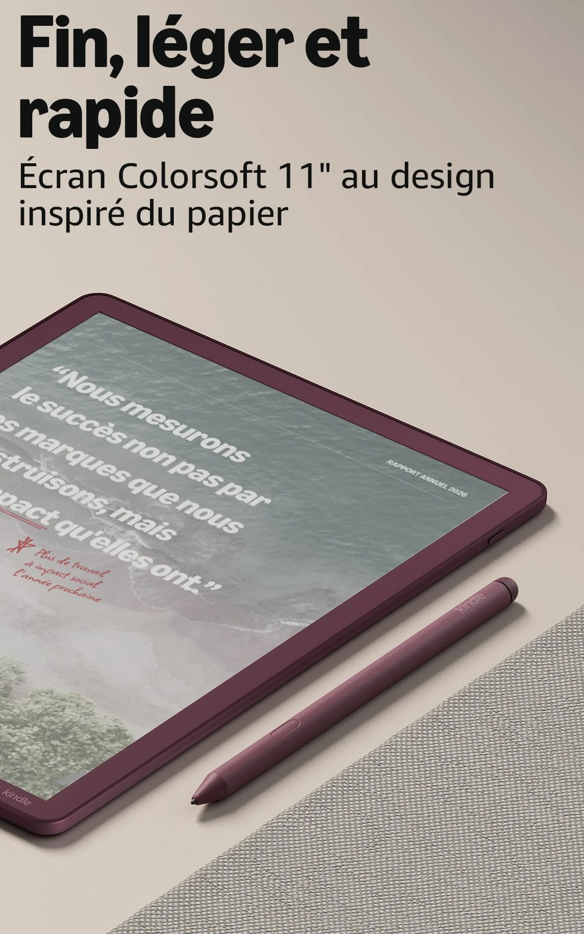 Amazon Kindle Scribe Colorsoft 64 Go (nouvelle génération) : écran couleur 11" effet papier, éclairage avant ; fin, léger, puissant ; écrivez dans le carnet, les documents et les livres (graphite)