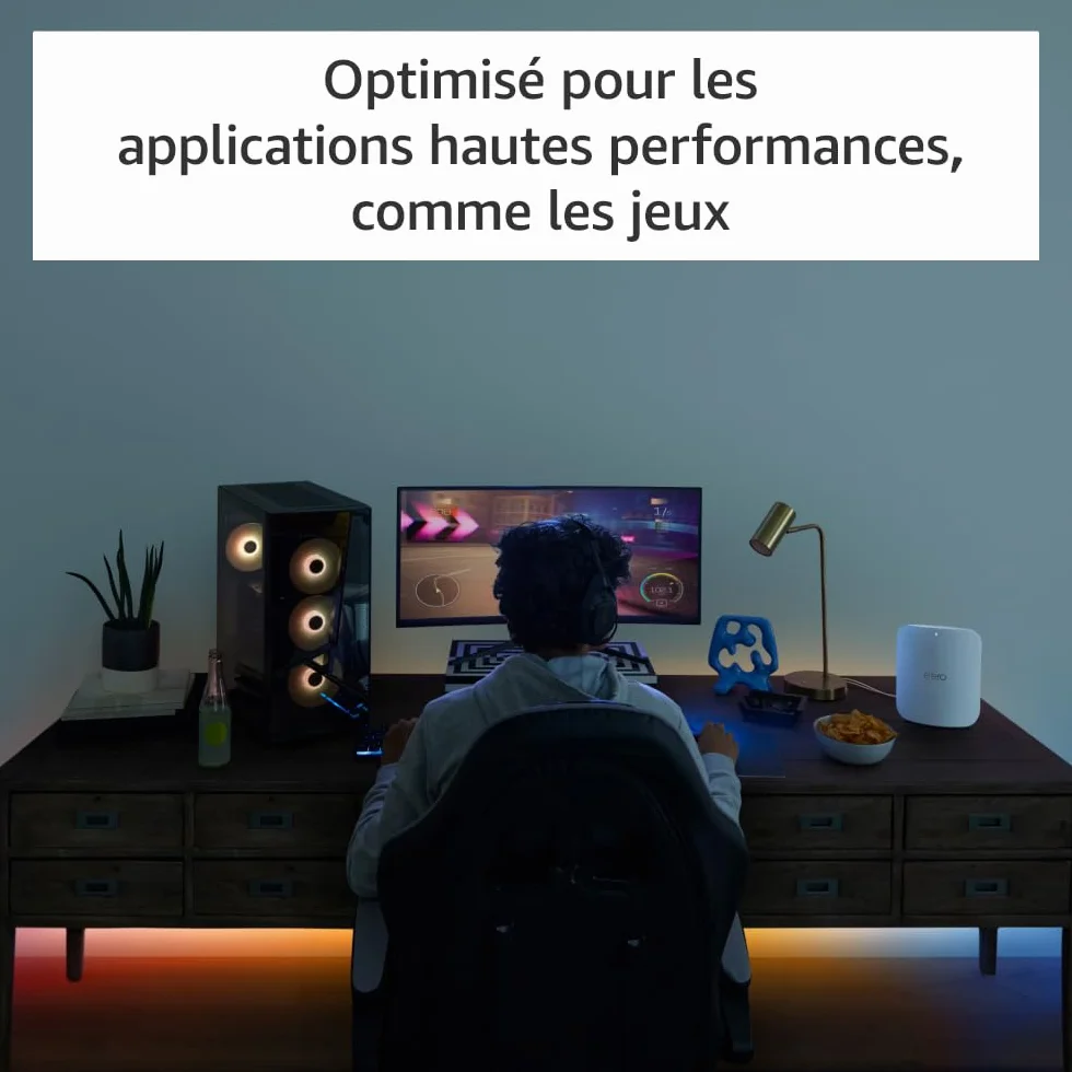 Routeur Wi-Fi maillé Amazon eero Max 7 : Ethernet 10 Gb/s, couvre jusqu'à 230 m², possibilité de connecter plus de 250 appareils, idéal pour le gaming, dernière génération (1 pièce)