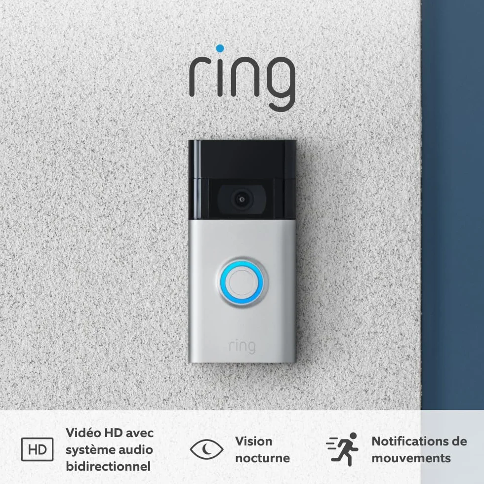 Ring Sonnette vidéo sans fil (Video Doorbell 2 gén.) | Sonnette extérieure avec caméra, vidéo HD 1080p, visiophone, détection de mouvements, installation facile | Essai Ring Home gratuit 30 j.