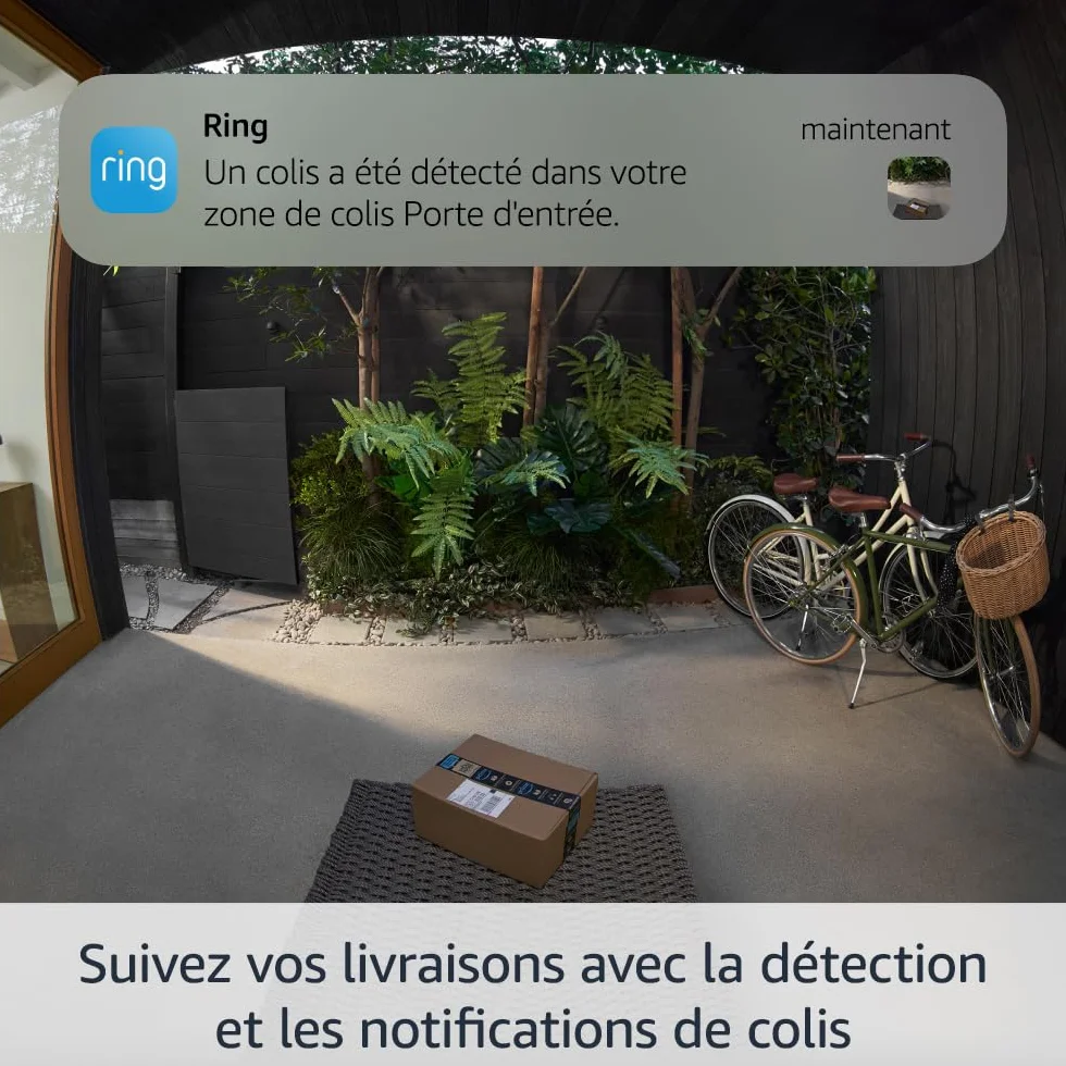 Sonnette vidéo Pro sans fil Ring (Battery Video Doorbell Pro) | Sonnette avec vidéo en plan moyen, détection de mouvements 3D, vision nocturne couleur et Wi-Fi