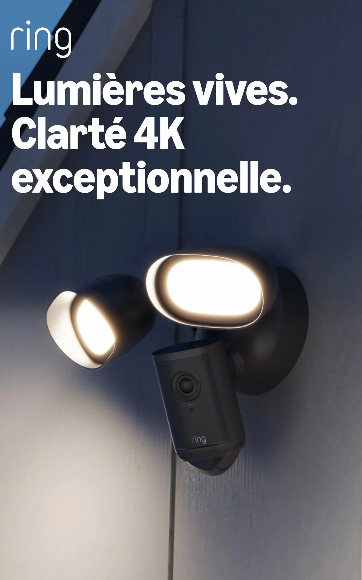 Ring Caméra Floodlight Pro (Floodlight Cam Pro, nouvelle génération) | Caméra de surveillance extérieure | Retinal 4K, Zoom 10x, 2000 lumens | Essai gratuit de 30 jours de l'abonnement Ring