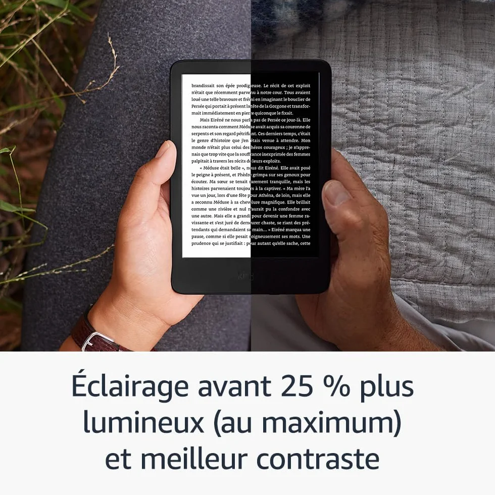 Amazon Kindle (Nouvelle génération) - Le plus léger et compact, avec écran antireflets, changements de page plus rapides et éclairage avant réglable - 16 Go - Sans publicités - Noir