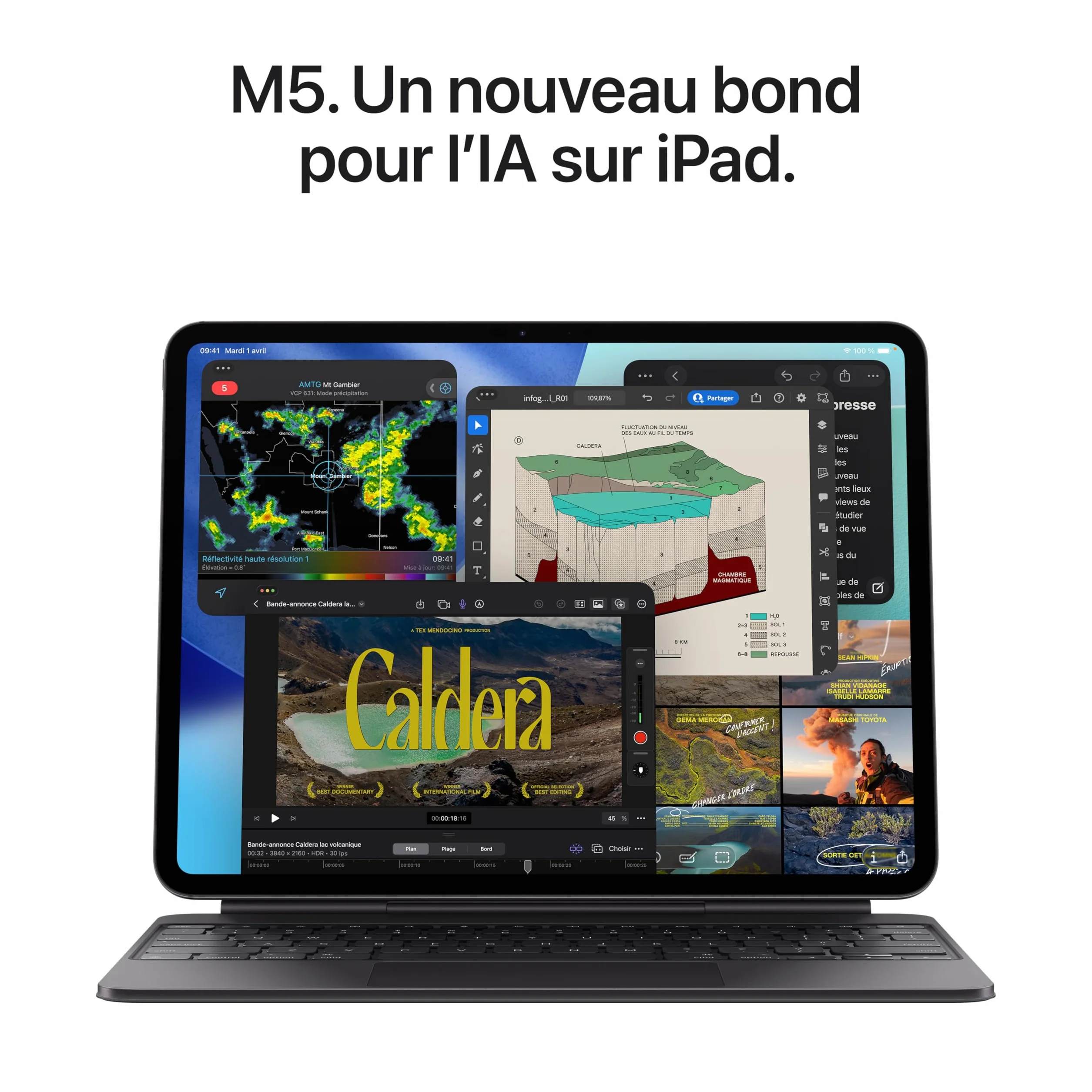 Apple iPad Pro 13 Pouces (M5) : Écran Ultra Retina XDR Verre Standard, 512 Go, Caméra Avant Horizontale 12 MP/Caméra arrière 12 MP, Wi-FI, Autonomie d’Une journée — Noir sidéral