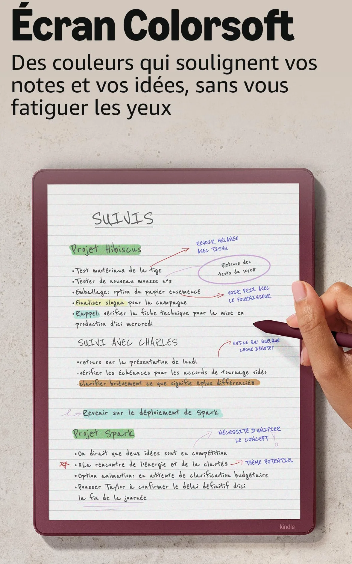 Amazon Kindle Scribe Colorsoft 64 Go (nouvelle génération) : écran couleur 11" effet papier, éclairage avant ; fin, léger, puissant ; écrivez dans le carnet, les documents et les livres (graphite)